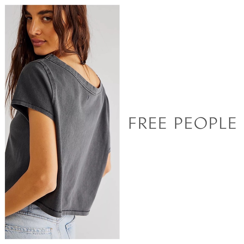 We The Free Washed Black Cropped Tee